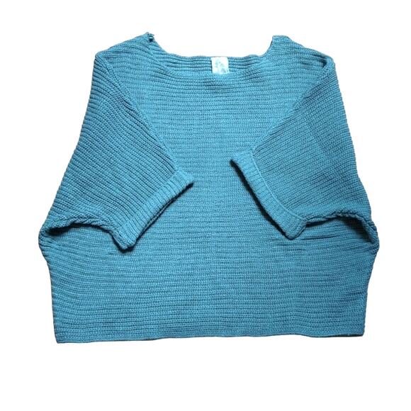 Sadie & Sage Boho Slouchy Cropped Dolman Sleeve Lagenlook Knit Sweater - Picture 2 of 4